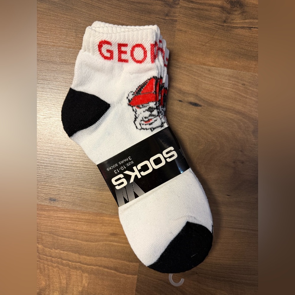 Georgia Team Mascot White and Black Socks